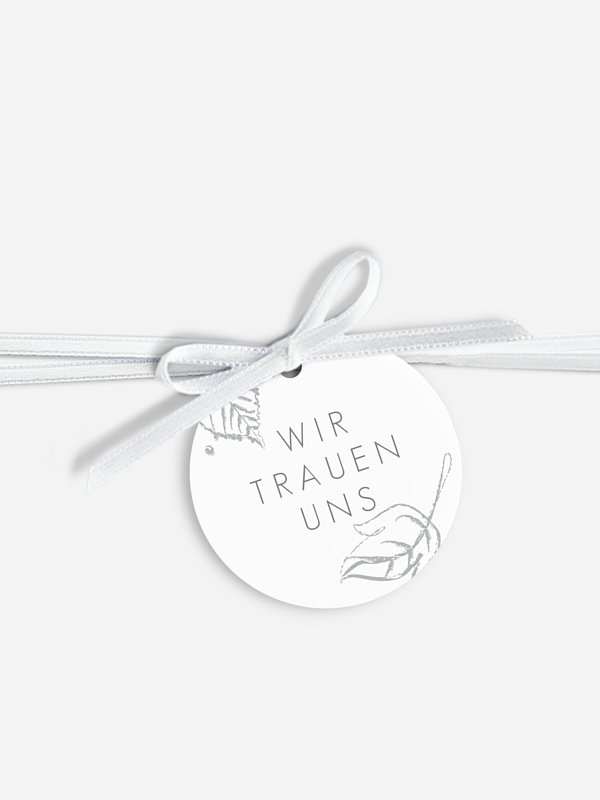 Anhänger mit Band zur Hochzeit Kreideblätter