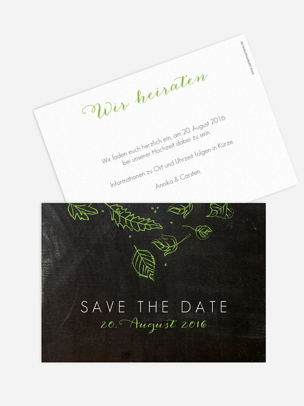 Save-the-Date Karte Kreideblätter