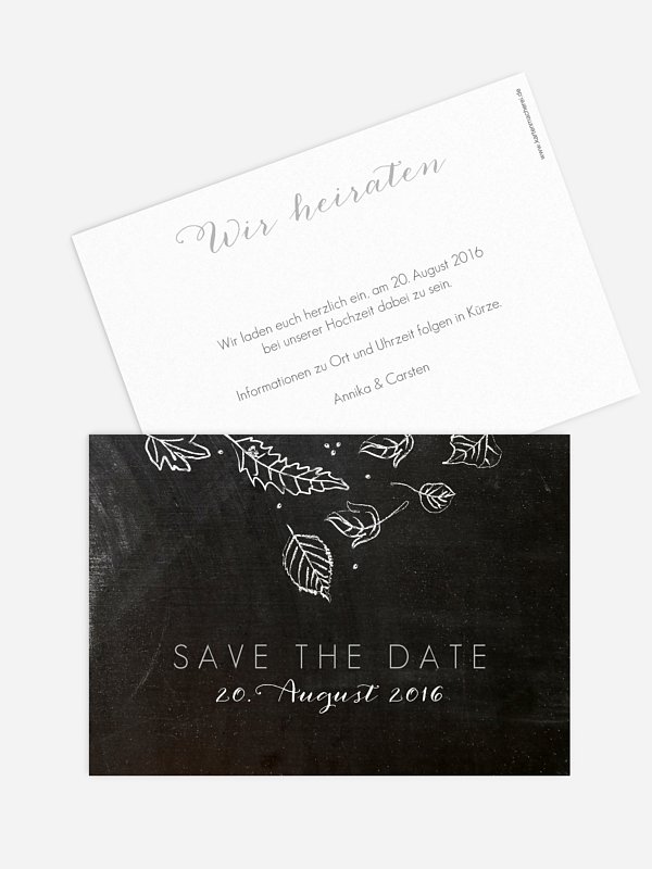 Save-the-Date Karte Kreideblätter