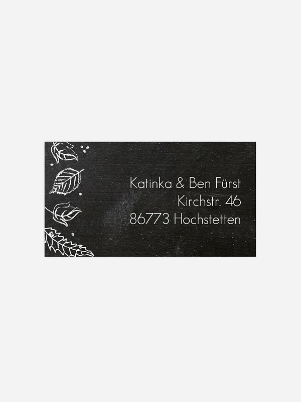 Empfängeraufkleber Hochzeit Kreideblätter