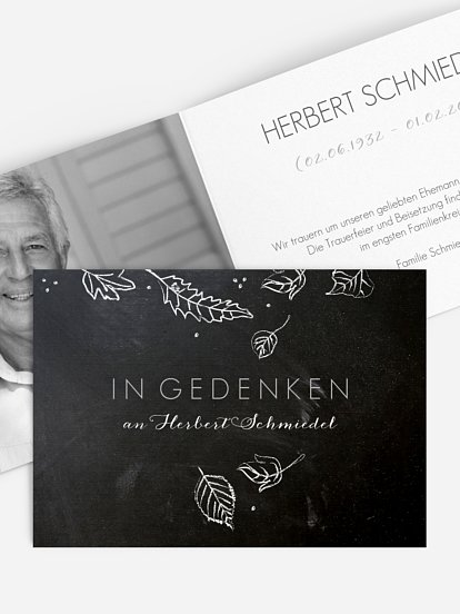 Trauerkarte Kreideblätter