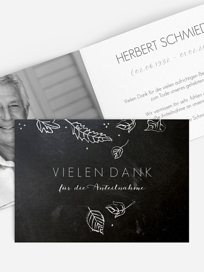 Trauerdanksagung Kreideblätter