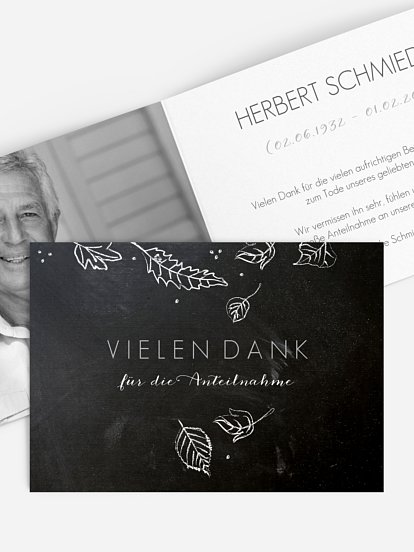 Trauerdanksagung Kreideblätter