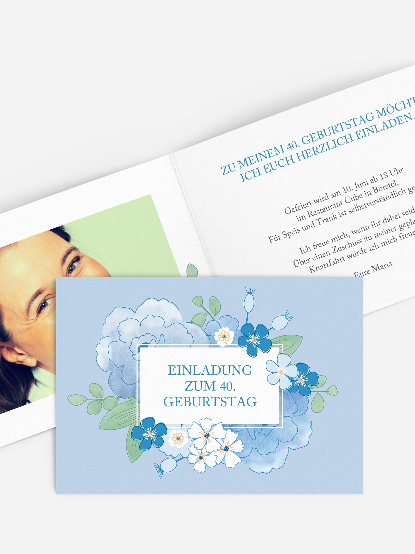 Einladung 40. Geburtstag Blütenpracht