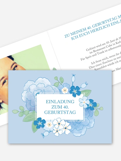 Einladung 40. Geburtstag Blütenpracht