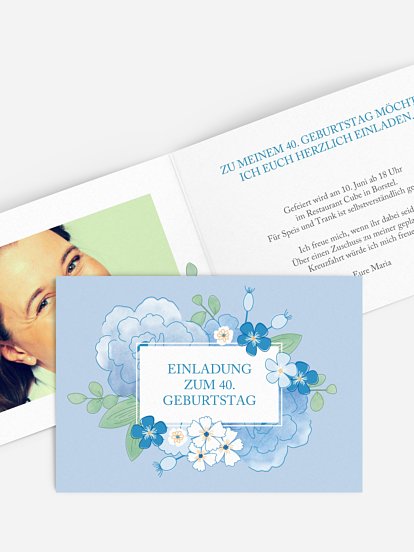 Einladung 40. Geburtstag Blütenpracht