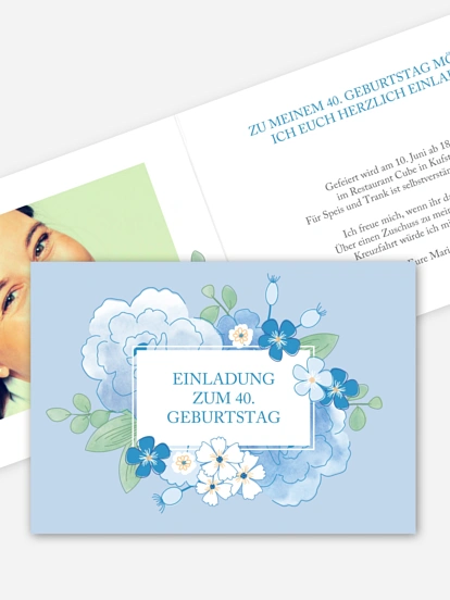 Einladung 40. Geburtstag Blütenpracht