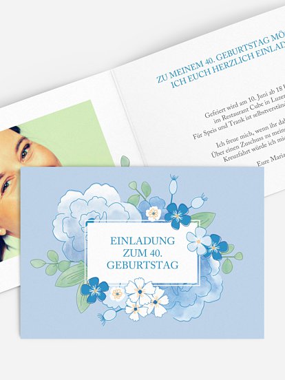 Einladung 40. Geburtstag Blütenpracht
