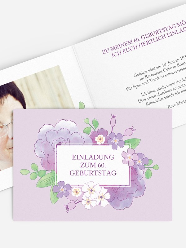 Einladung 60. Geburtstag Blütenpracht