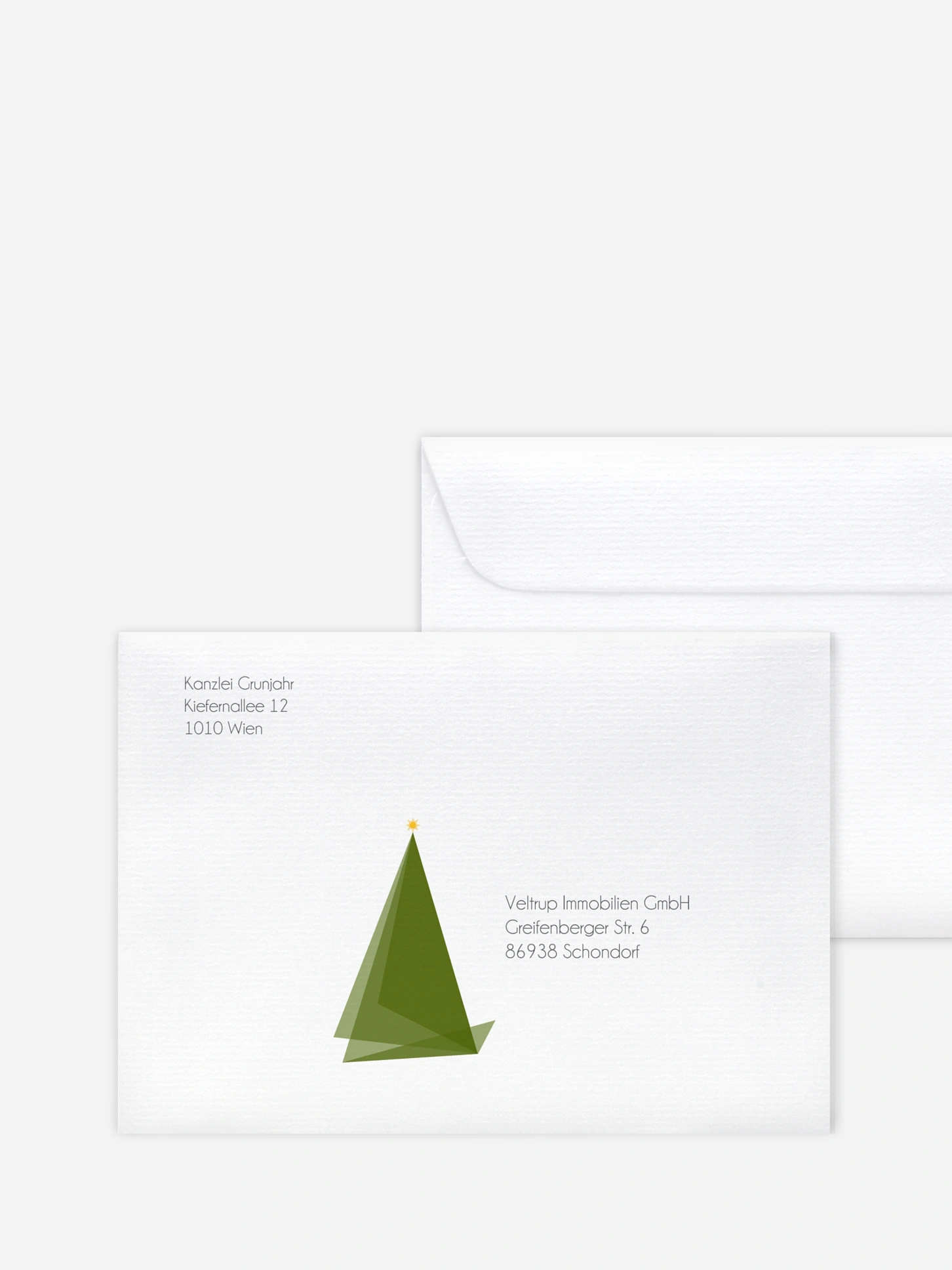 Bedruckte Umschläge geschäftl. Weihnachten Grafikbaum