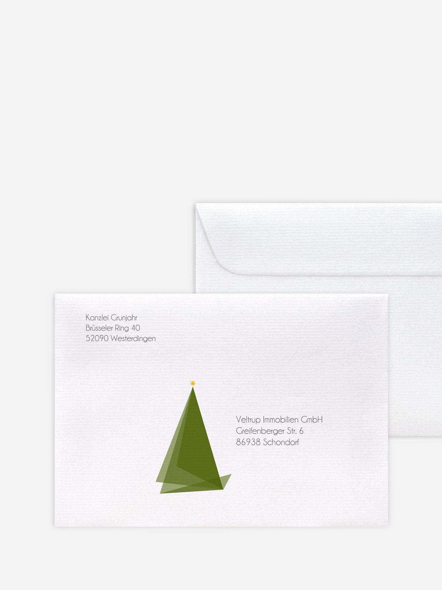 Bedruckte Umschläge geschäftl. Weihnachten Grafikbaum