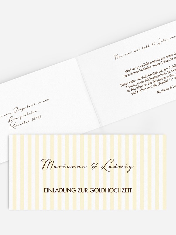 Einladung zur Goldenen Hochzeit Gestreift