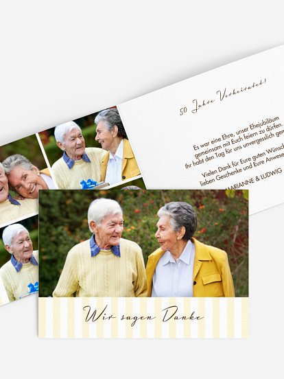 Danksagung zur Goldenen Hochzeit Gestreift