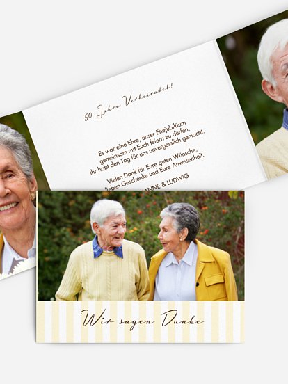 Danksagung zur Goldenen Hochzeit Gestreift
