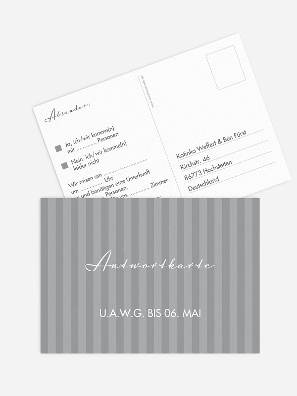 Antwortkarte Hochzeit Gestreift