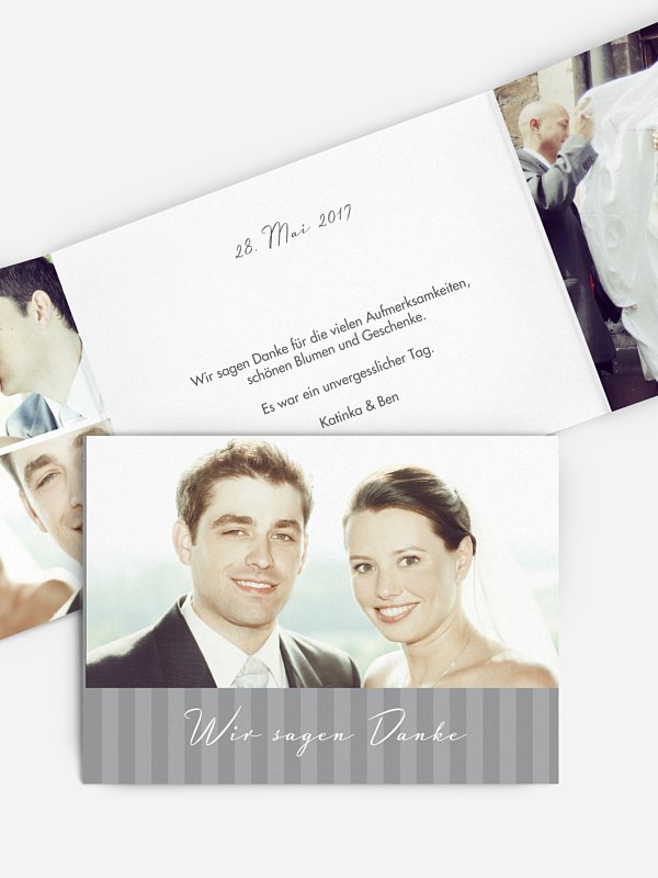 Dankeskarte Hochzeit Gestreift