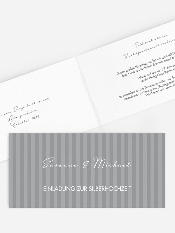 Einladung zur Silberhochzeit Gestreift
