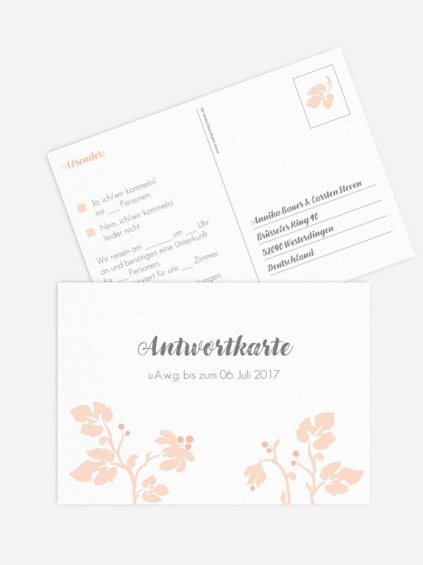 Antwortkarte Hochzeit Blattzart