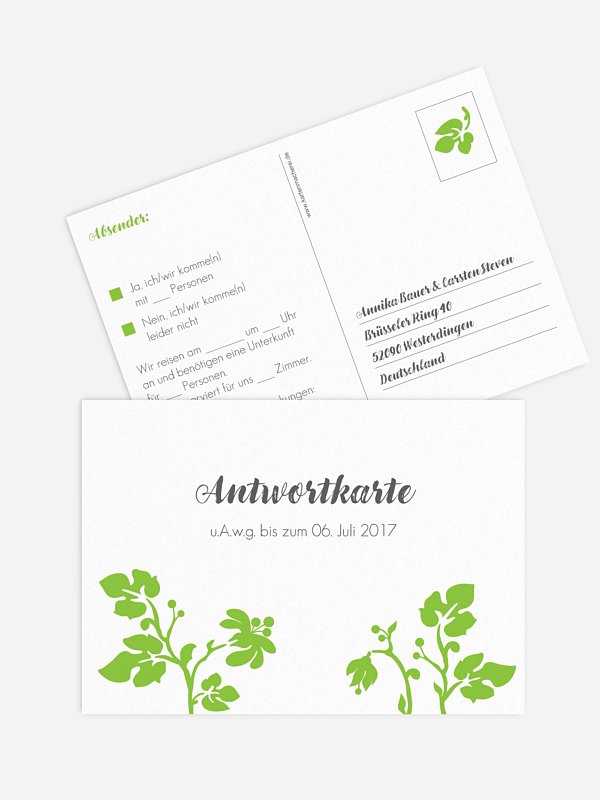 Antwortkarte Hochzeit Blattzart