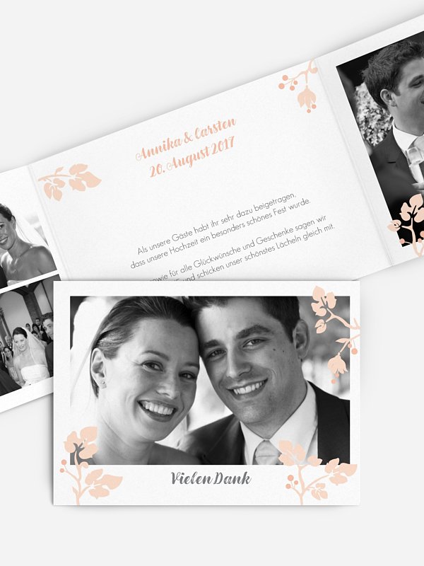 Dankeskarte Hochzeit Blattzart
