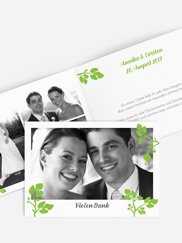 Dankeskarte Hochzeit Blattzart
