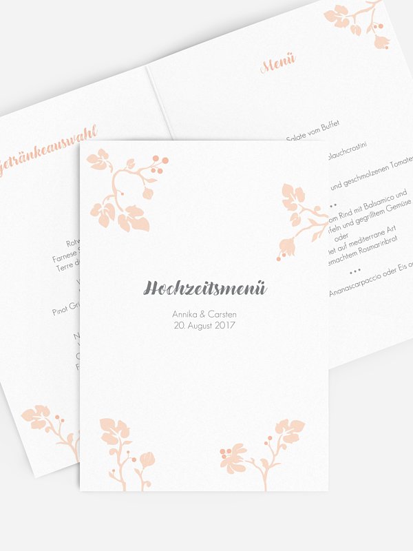 Menükarte Hochzeit Blattzart