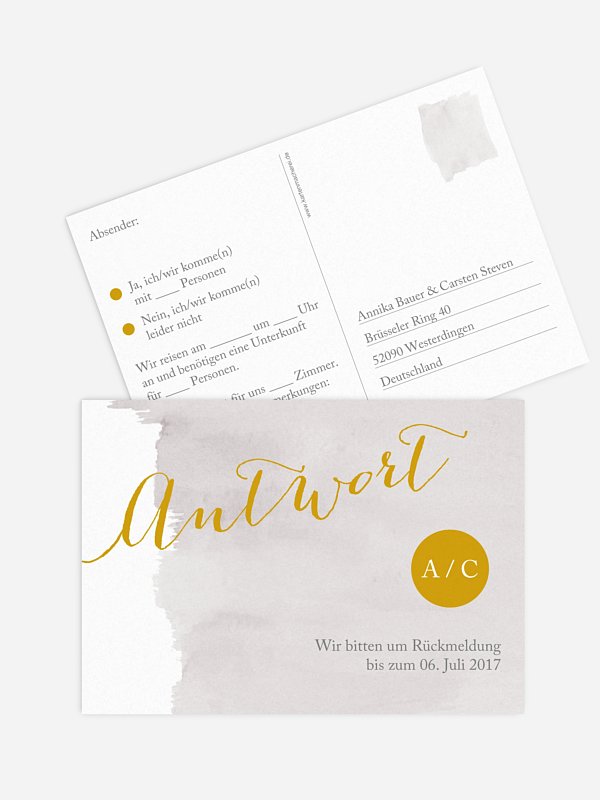 Antwortkarte Hochzeit Colour Touch