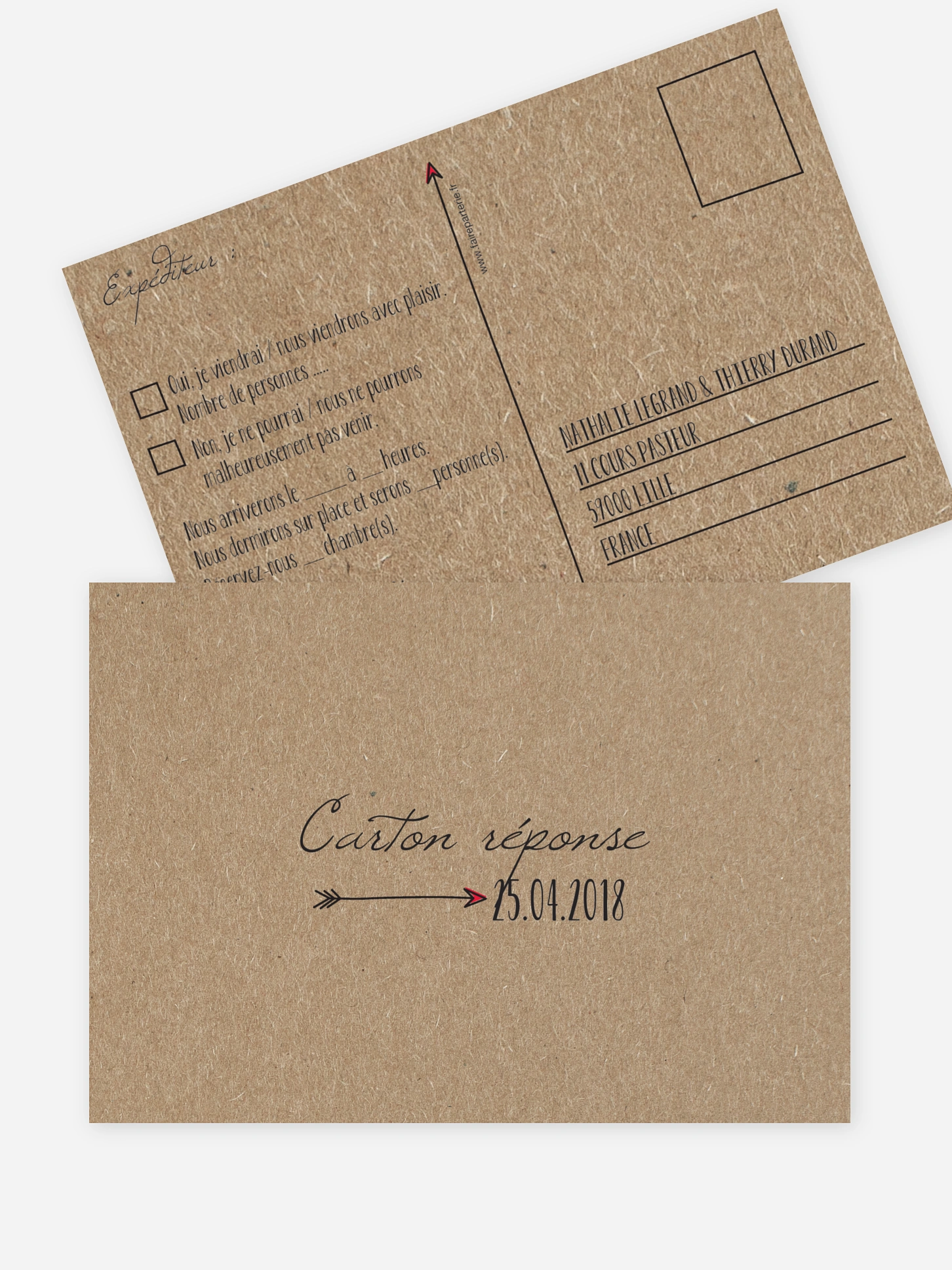 Carton réponse Flèche papier kraft