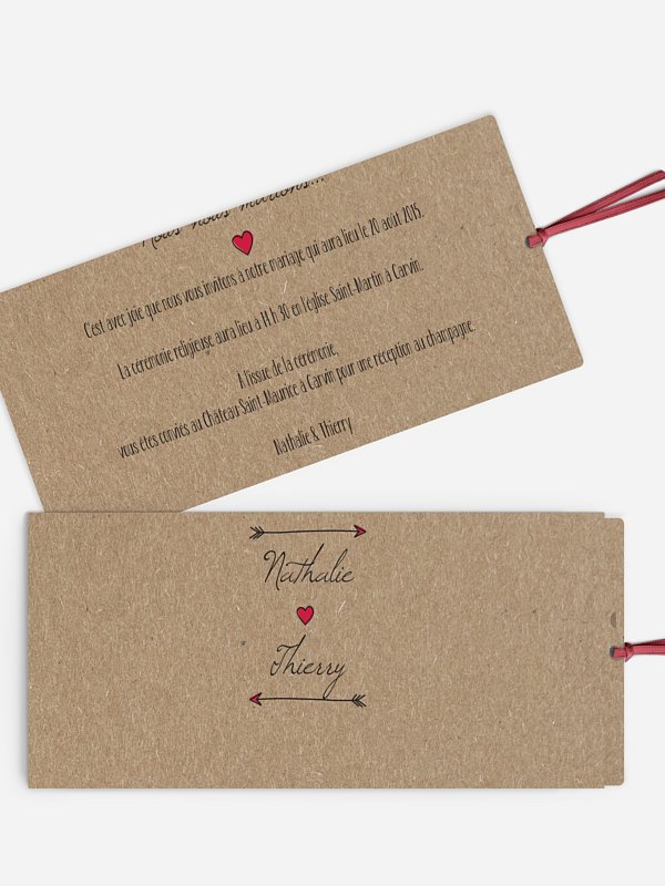 Faire-part mariage Flèche papier kraft