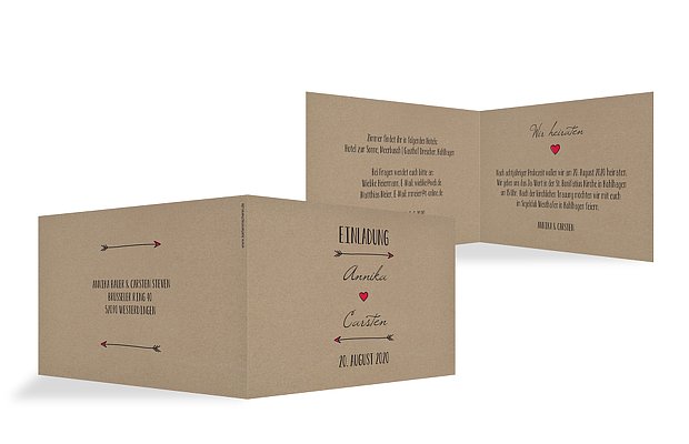 Hochzeitseinladung Pfeil Kraftpapier