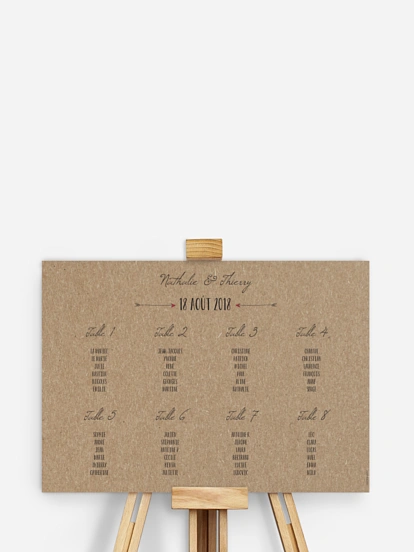 Poster plan de table mariage Flèche papier kraft