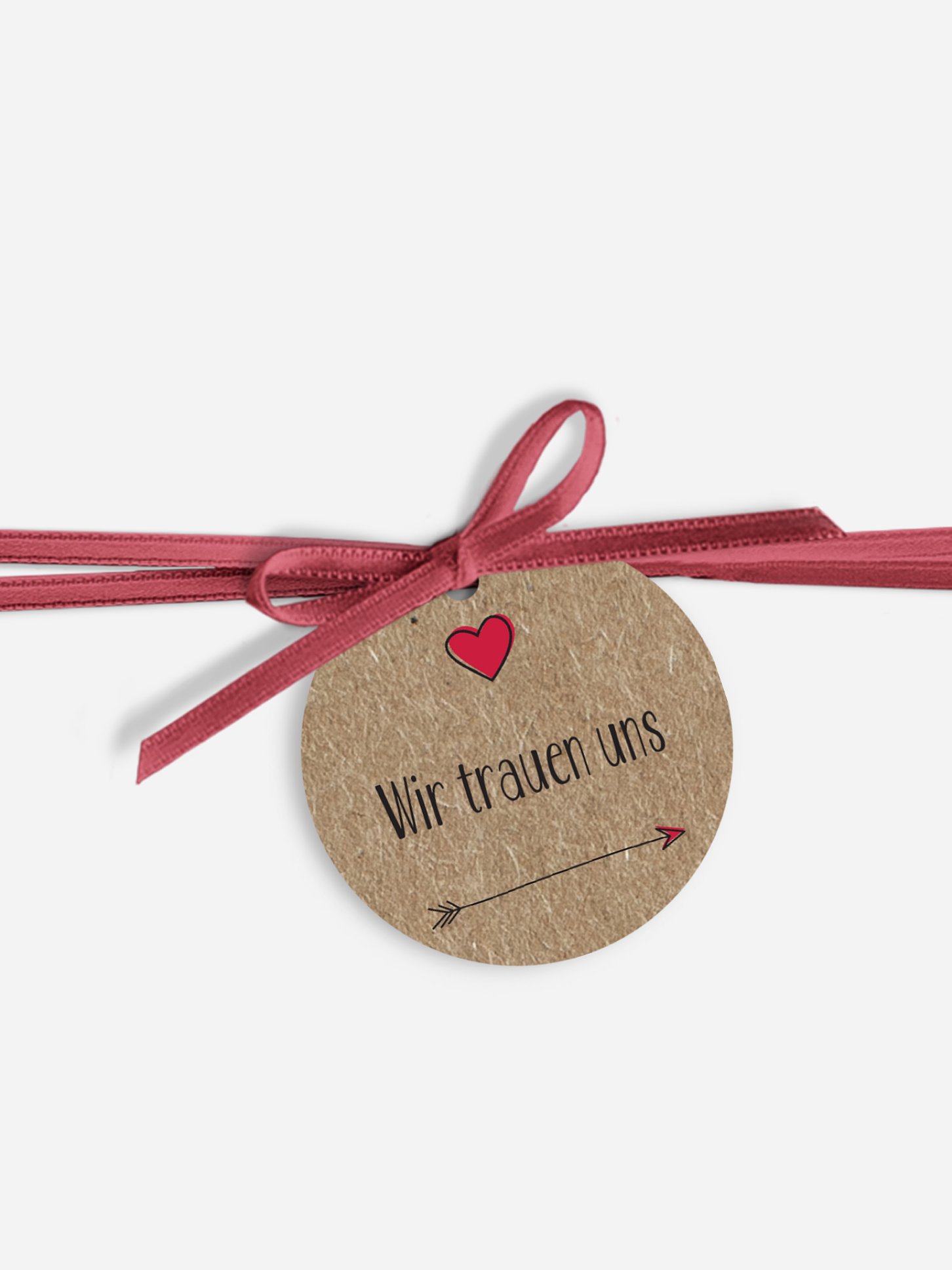 Anhänger mit Band zur Hochzeit Pfeil Kraftpapier