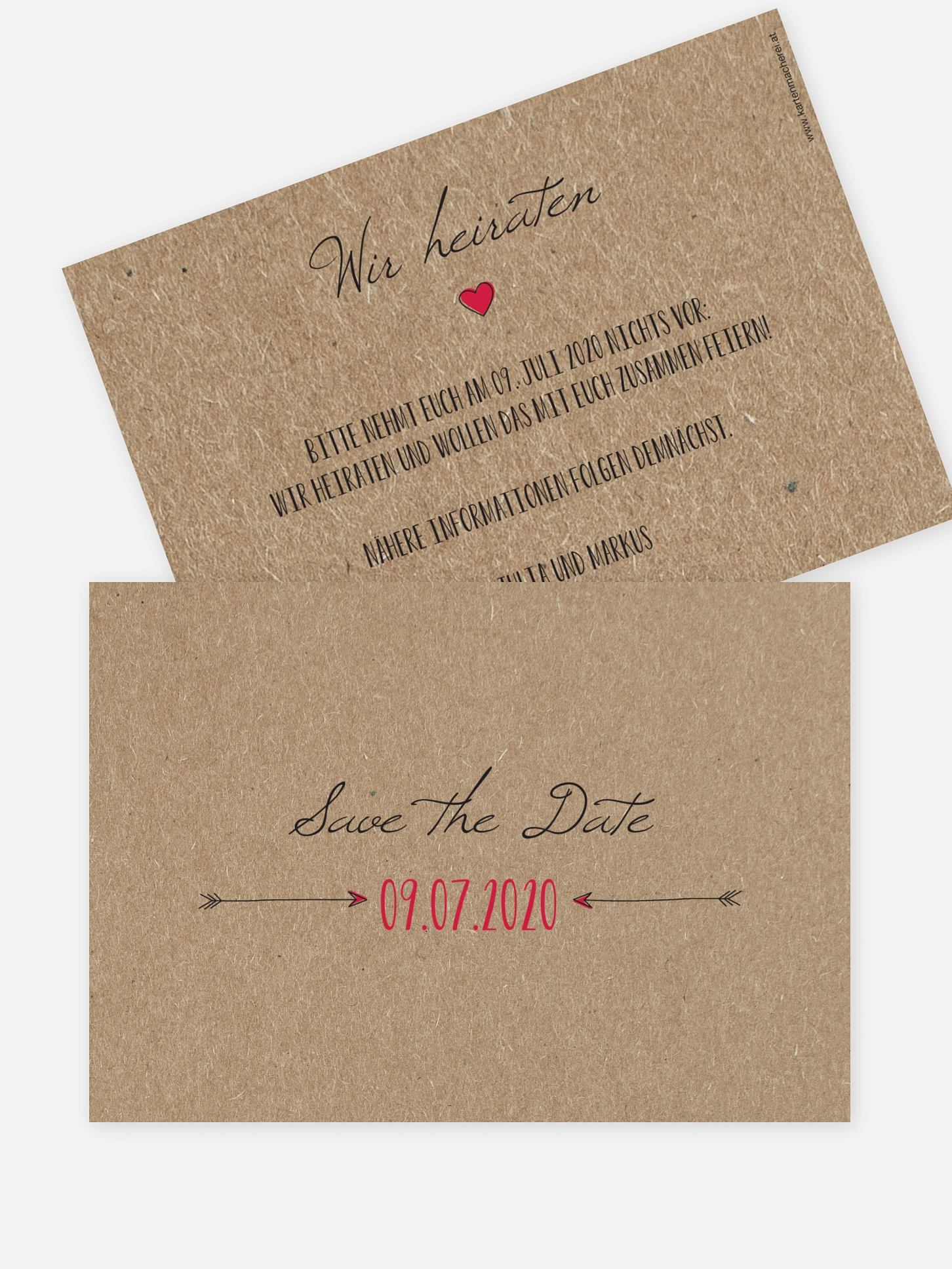Save-the-Date Karte Pfeil Kraftpapier