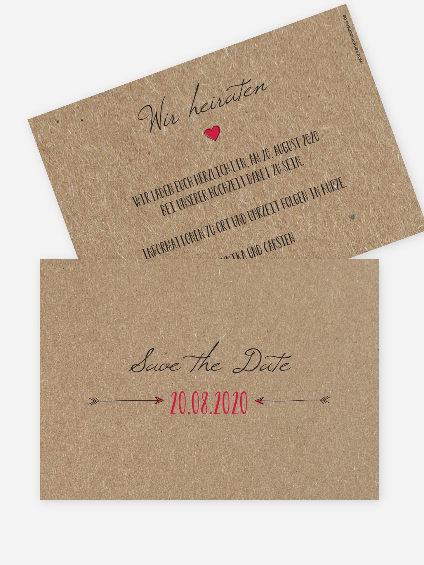 Save-the-Date Karte Pfeil Kraftpapier