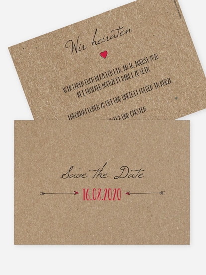 Save-the-Date Karte Pfeil Kraftpapier