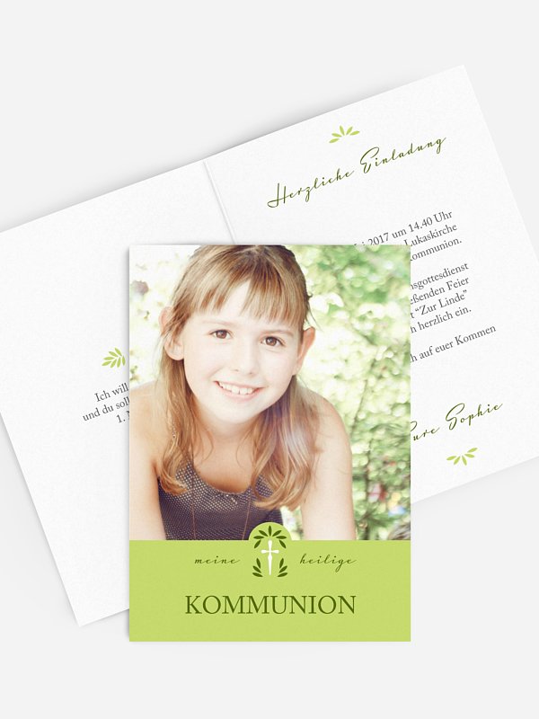 Kommunionseinladung Blätterkreuz