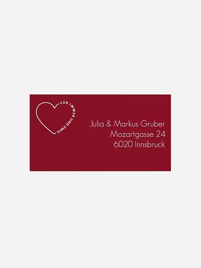 Empfängeraufkleber Silberhochzeit Herzensworte