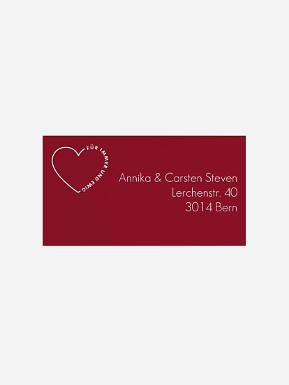 Empfängeraufkleber Silberhochzeit Herzensworte