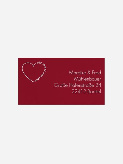 Empfängeraufkleber Silberhochzeit Herzensworte