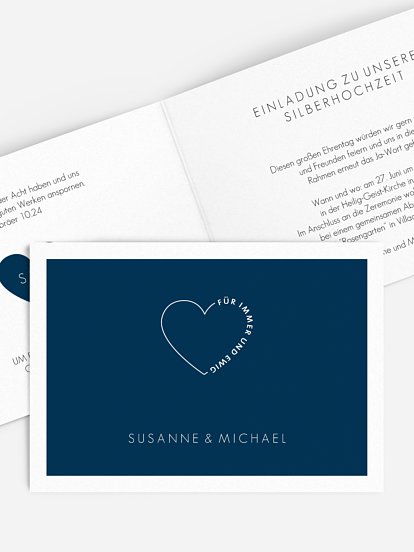 Einladung zur Silberhochzeit Herzensworte