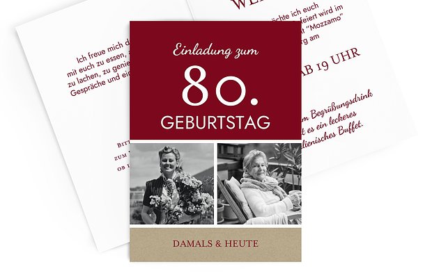 Einladung zum 80. Geburtstag Einladungskarten gestalten