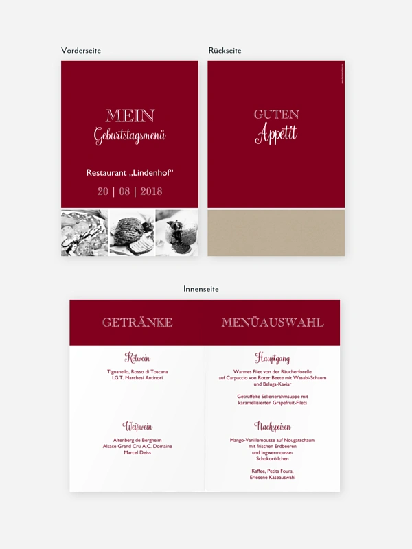Menükarte Geburtstag Mixed Up
