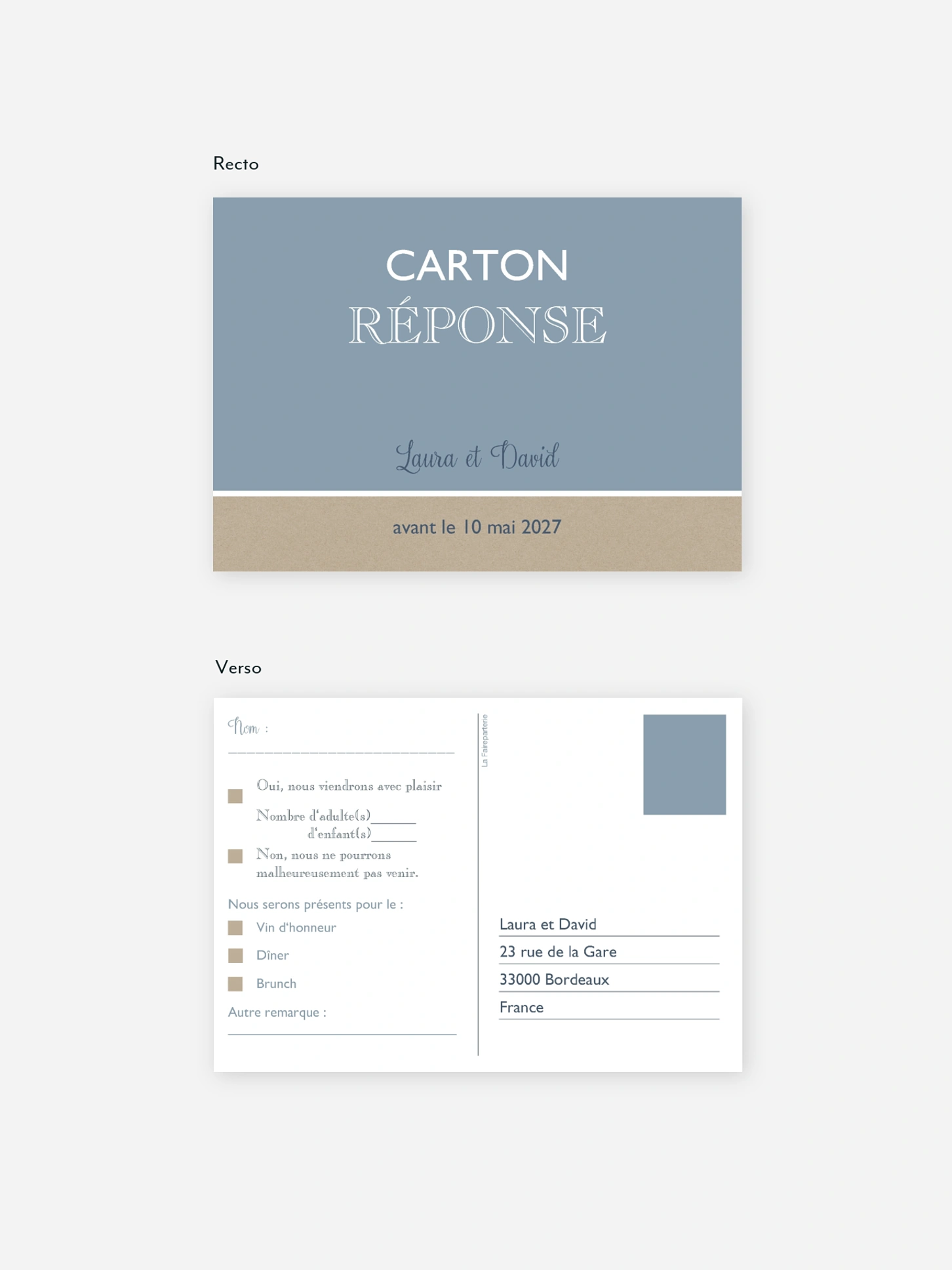 Carton réponse Simplicité