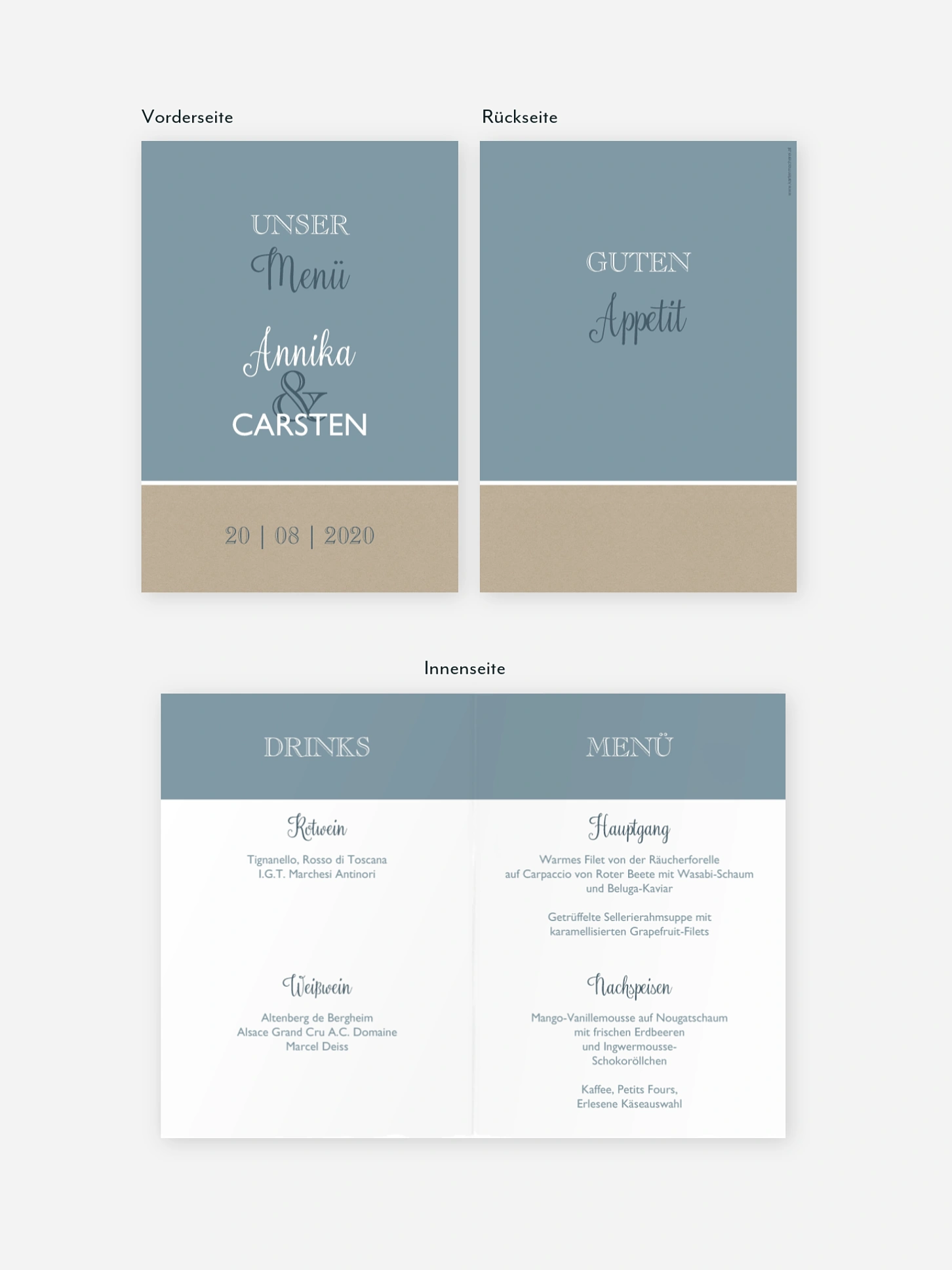 Menükarte Hochzeit Mixed Up