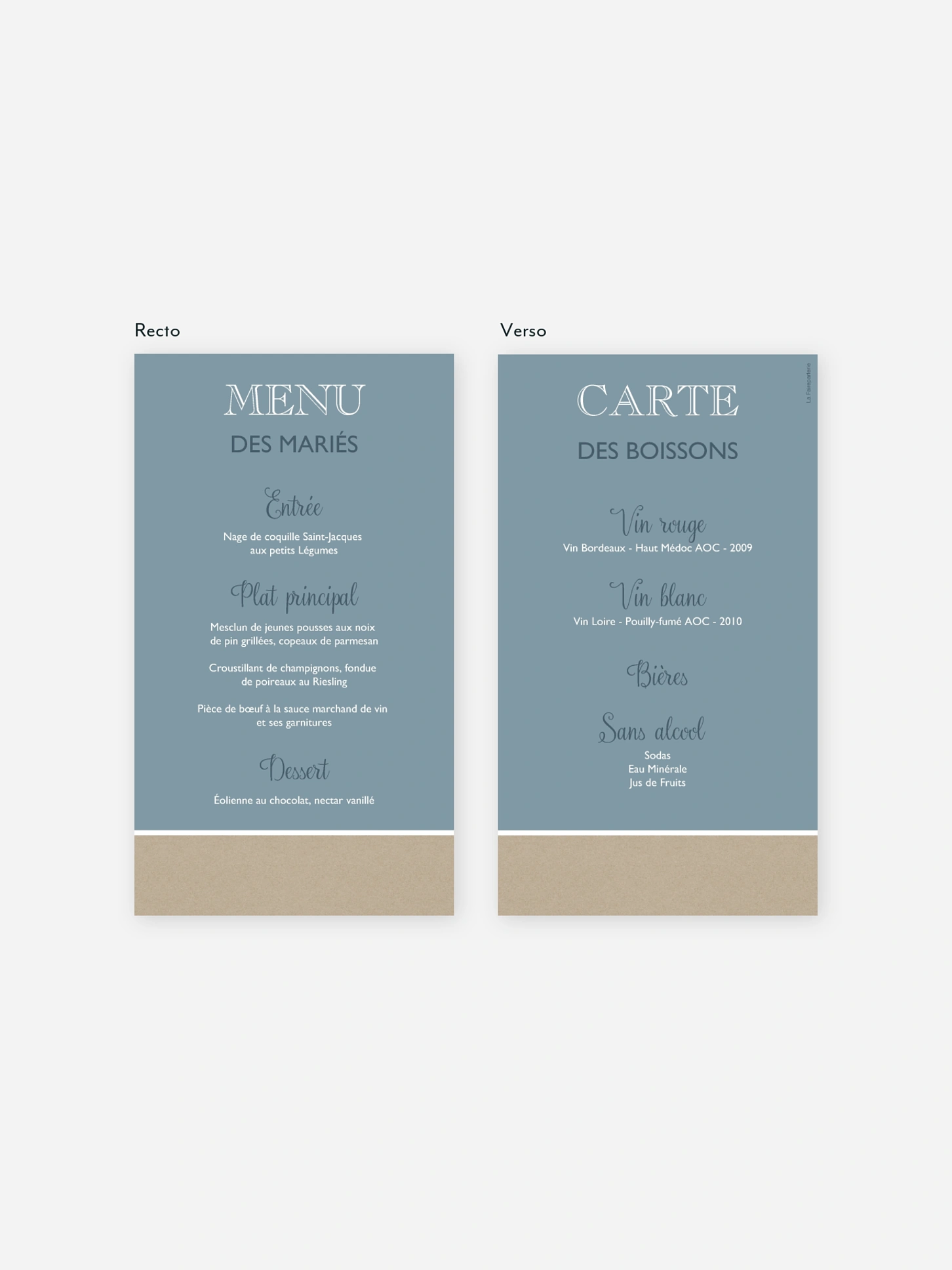 Menu mariage Simplicité
