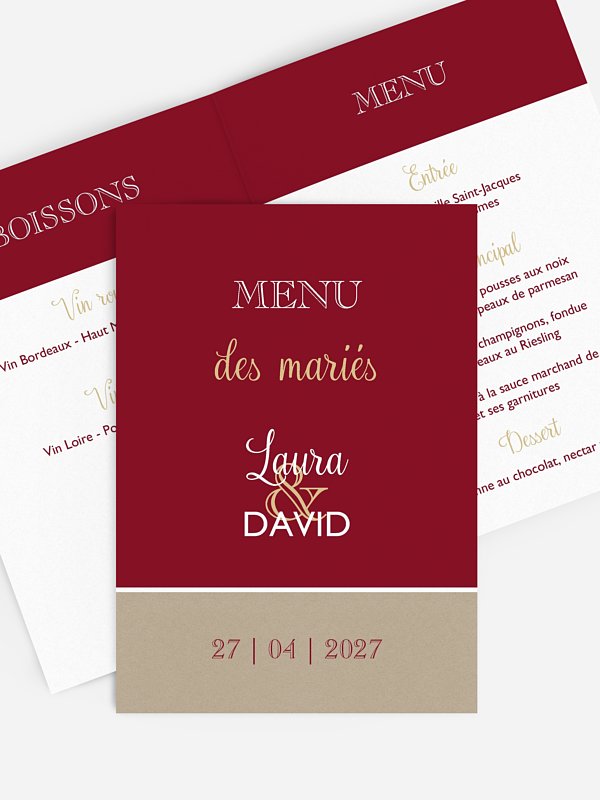 Menu mariage Simplicité