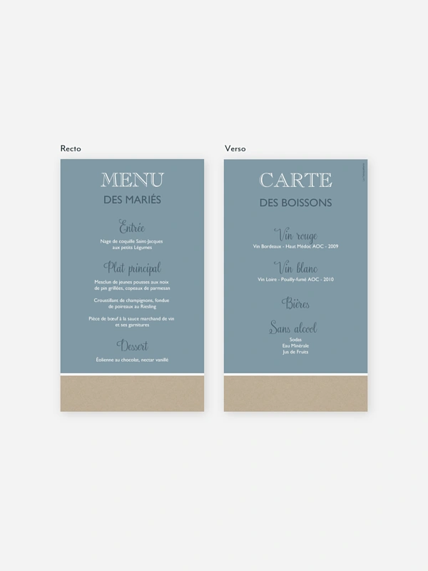 Menu mariage Simplicité