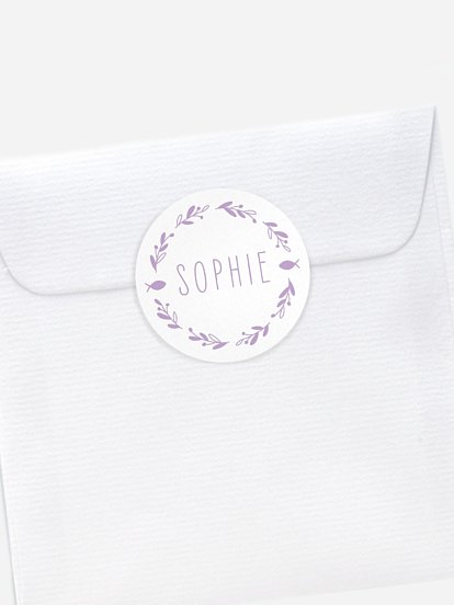 Aufkleber Kommunion Konfirmation Floral Wreath Kraftpapier