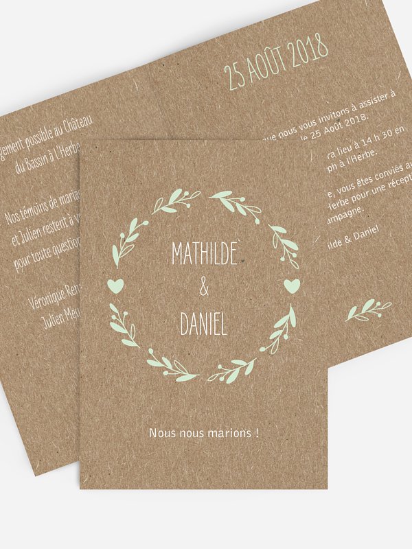 Faire-part mariage Bohème pour papier kraft