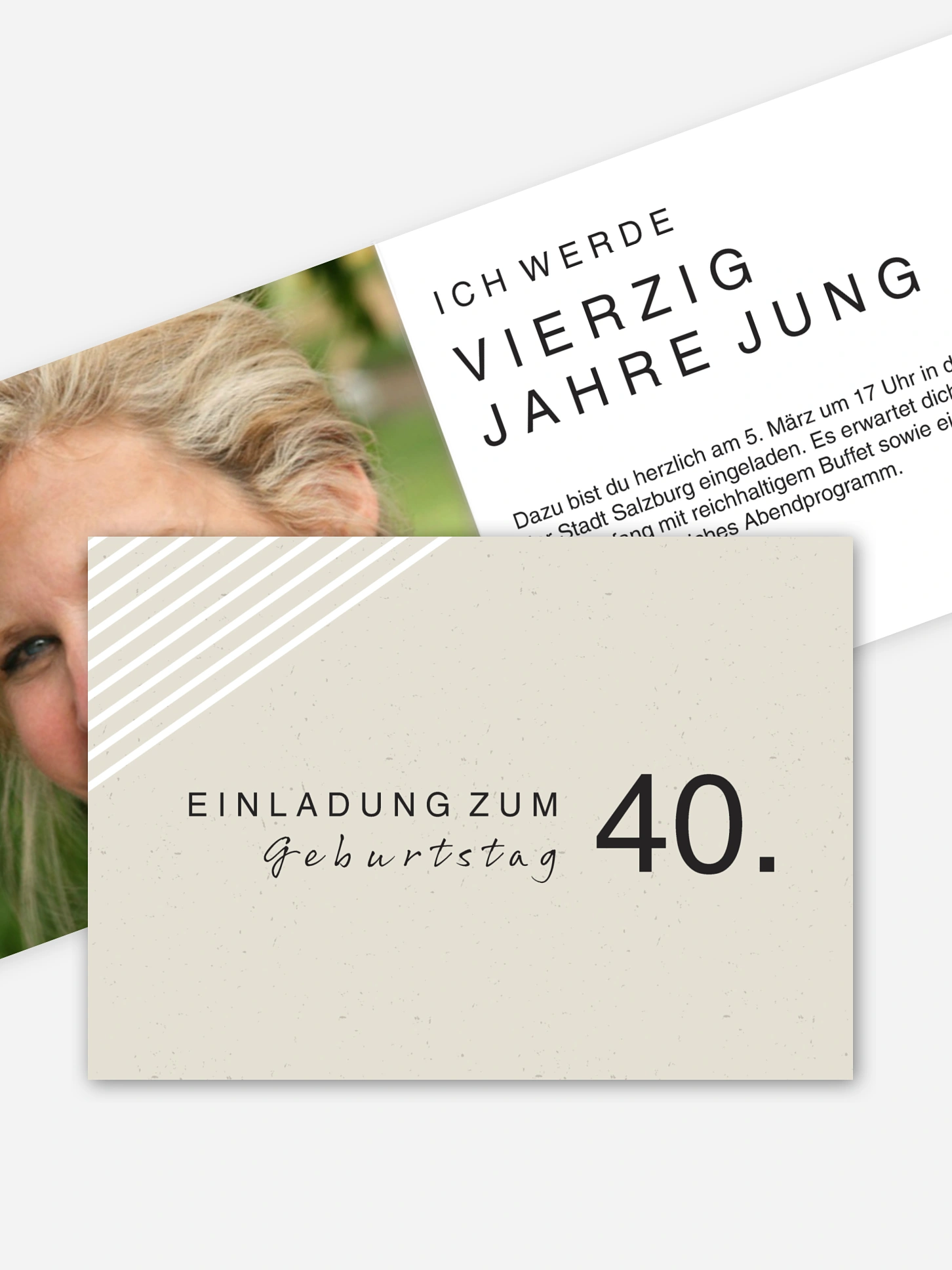 Einladung 40. Geburtstag Modern Lines